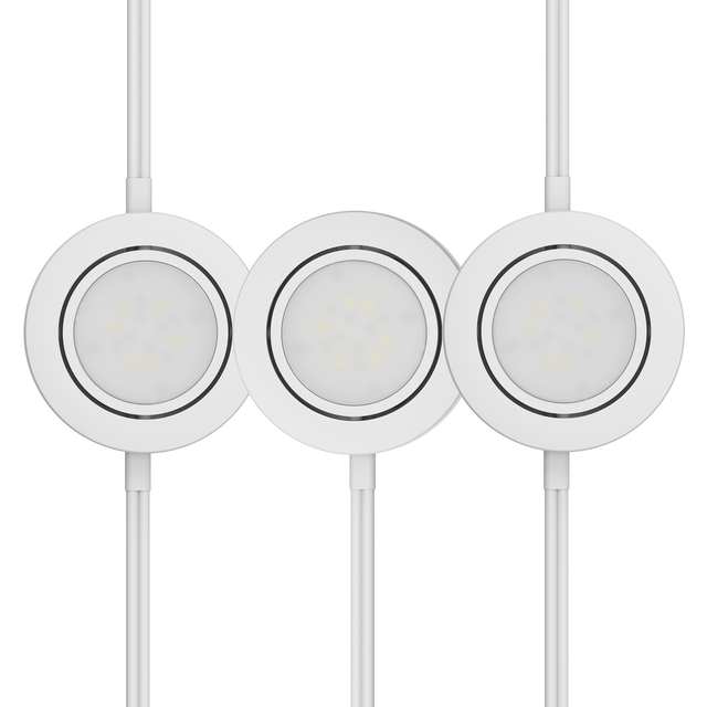 INLIGHT 120V LED Puck Lights, Dimmable & Linkable, Plug-in or Hardwired, 3-Pack | IN-0107