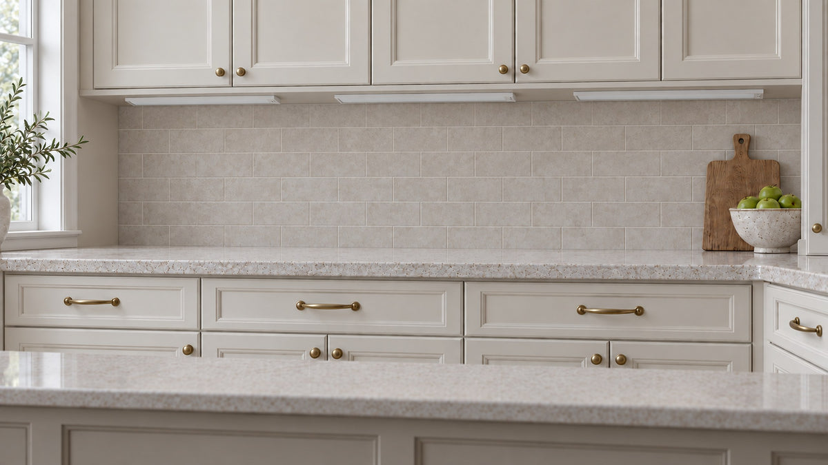 Illustration: kitchen counter with under-cabinet lights switched off
