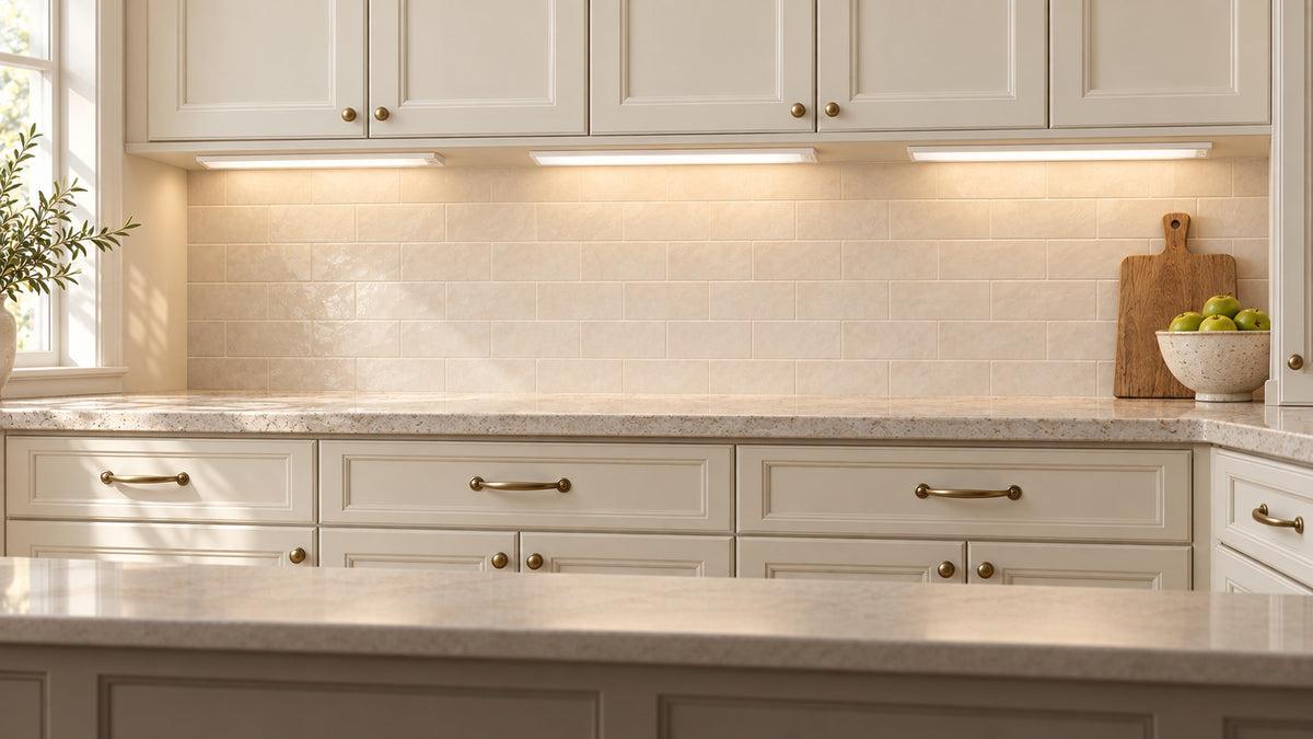 AI-generated kitchen lighting scene illustration