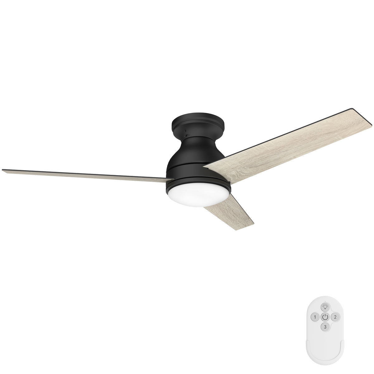 Inlight 52-Inch Indoor/Outdoor Hugger Ceiling Fan with LED Light, Black