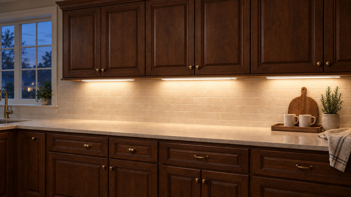 AI-generated kitchen lighting scene illustration